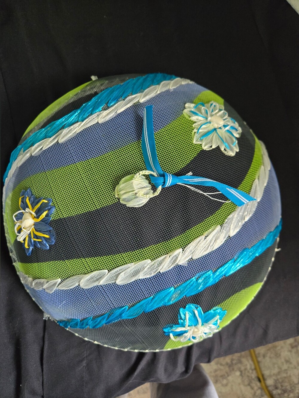 Decorative Vintage Mesh Food Cover - Blue & Green